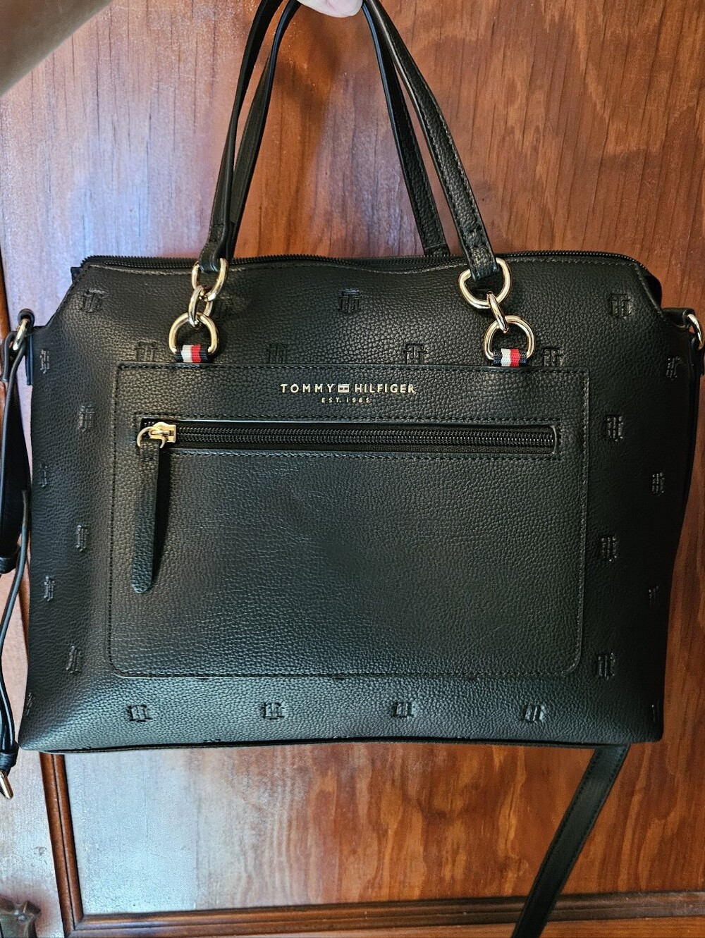 Tommy Hilfiger Black Satchel with Gold Hardware